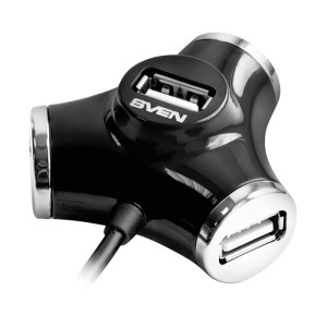 Концентратор USB2.0 Sven HB-012 черный, 4xUSB2.0