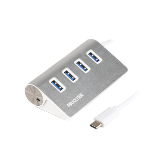 Концентратор USB Type-C Maxxter 4хUSB3.0 Silver (HU3С-4P-01) Концентратор USB Type-C Maxxter 4хUSB3.0 Silver (HU3С-4P-01)