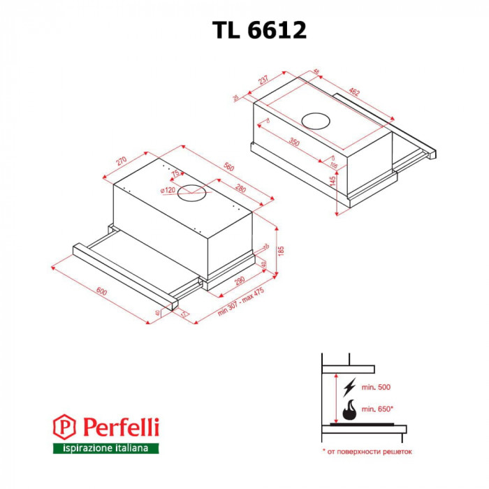 Вытяжка Perfelli TL 6612 IV LED