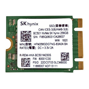 Накопитель SSD 256GB SK hynix BC501 M.2 2230 NVMe PCIe 3.0 x4 (HFM256GDGTNG-83A0A) Накопитель SSD 256GB SK hynix BC501 M.2 2230 NVMe PCIe 3.0 x4 (HFM256GDGTNG-83A0A)