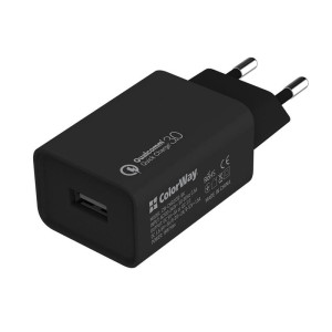Сетевое зарядное устройство ColorWay (1USBx3A) QC3.0 Black (CW-CHS013Q-BK) Сетевое зарядное устройство ColorWay (1USBx3A) QC3.0 Black (CW-CHS013Q-BK)