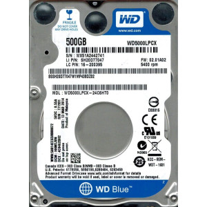 HDD 2.5" SATA 500GB WD Blue 5400rpm 16MB (WD5000LPCX)