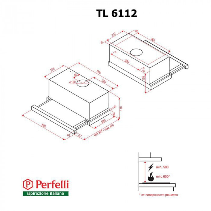 Вытяжка Perfelli TL 6112 I LED