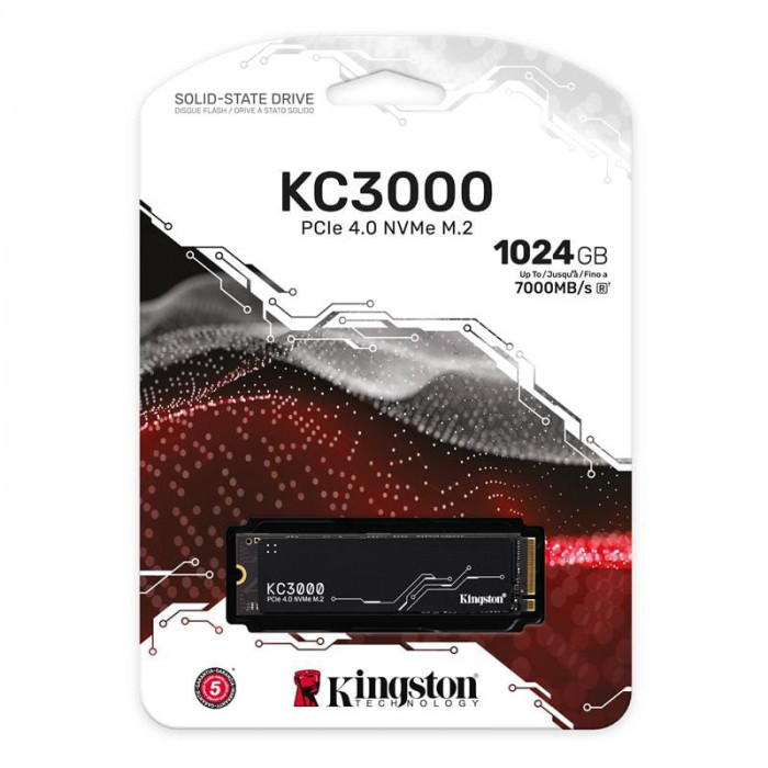 SSD 1024GB Kingston KC3000 M.2 2280 PCIe 4.0 x4 NVMe 3D TLC (SKC3000S/1024G)