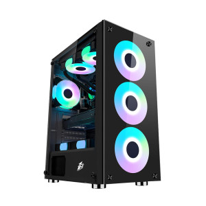 Корпус 1stPlayer V7-4F1 Color LED Black без БП Корпус 1stPlayer V7-4F1 Color LED Black без БП