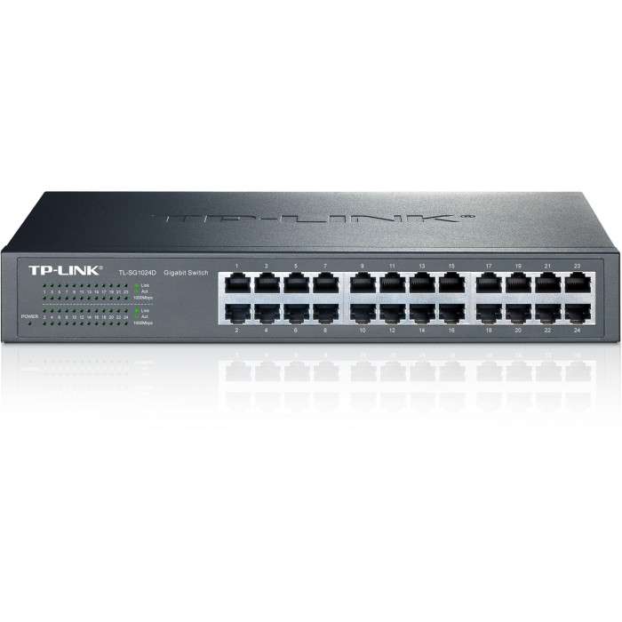 Комутатор TP-LINK TL-SG1024D (24хGE, металл, настольный/монтаж в стойку)