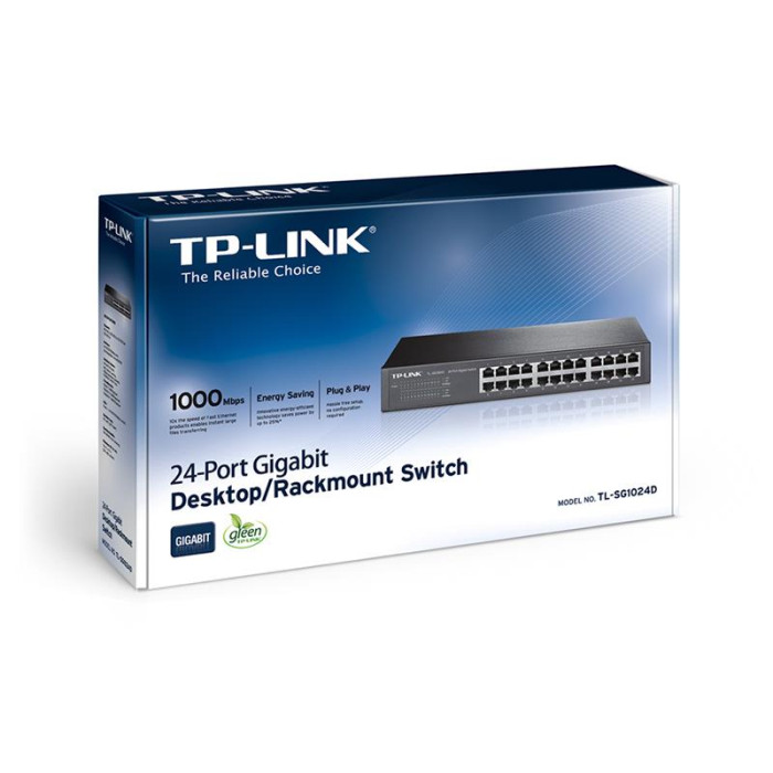 Комутатор TP-LINK TL-SG1024D (24хGE, металл, настольный/монтаж в стойку)