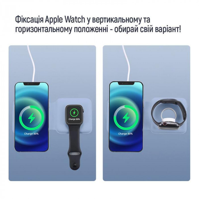 Беспроводное зарядное устройство ColorWay MagSafe Duo Charger 15W for iPhone Blue (CW-CHW32Q-BL)