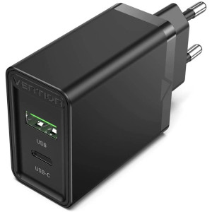 Сетевое зарядное устройство для Vention USB Type C + QC4.0 (18-20W) Black (FBBB0-EU) Сетевое зарядное устройство для Vention USB Type C + QC4.0 (18-20W) Black (FBBB0-EU)
