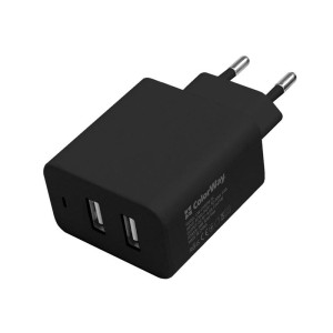 Сетевое зарядное устройство ColorWay AutoID (2USBx2.4A) Black (CW-CHS016-BK) Сетевое зарядное устройство ColorWay AutoID (2USBx2.4A) Black (CW-CHS016-BK)