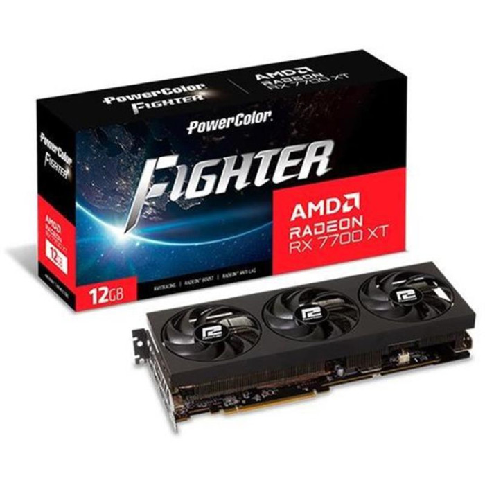 Відеокарта AMD Radeon RX 7700 XT 12GB GDDR6 Fighter PowerColor (RX 7700 XT 12G-F/OC)