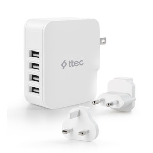 Мережевий зарядний пристрій Ttec Quattro Traveler 4хUSB 5.1A/25Вт White (2SC02BUK) Мережевий зарядний пристрій Ttec Quattro Traveler 4хUSB 5.1A/25Вт White (2SC02BUK)