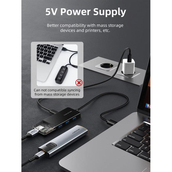 Концентратор Cabletime USB Type C-4 Port USB 3.0, 0.15 cm (CB02B)