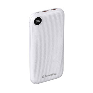 Універсальна мобільна батарея ColorWay LCD 10000mAh White (CW-PB100LPI3WT-PDD) Універсальна мобільна батарея ColorWay LCD 10000mAh White (CW-PB100LPI3WT-PDD)