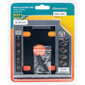 Адаптер Grand-X HDD 2.5" у відсік приводу ноутбука SATA/SATA3 Slim 9,5mm (HDC-24C) Адаптер Grand-X HDD 2.5" у відсік приводу ноутбука SATA/SATA3 Slim 9,5mm (HDC-24C)
