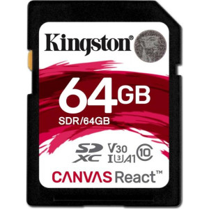 Карта пам`ятi SDXC 64GB UHS-I/U3 Class 10 Kingston Canvas React R100/W80MB/s (SDR/64GB) Карта пам`ятi SDXC 64GB UHS-I/U3 Class 10 Kingston Canvas React R100/W80MB/s (SDR/64GB)