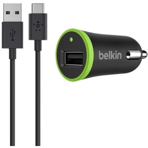 Автомобильное зарядное устройство для Belkin (1USB, 2.4A) Black (F7U002bt06-BLK) + кабель Type-C