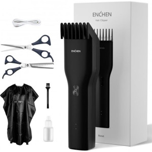 Машинка для стрижки Xiaomi Enchen Boost Black Set + Пеньюар и ножницы Машинка для стрижки Xiaomi Enchen Boost Black Set + Пеньюар и ножницы