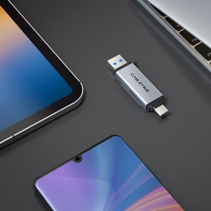 Кард-рідер Cabletime USB3.0 A + USB TYPE C, SD/TF, 5Gbps (CB46G)