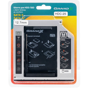 Адаптер підключення Grand-X HDD 2.5" в відсік приводу ноутбука SATA/SATA3 12.7мм (HDC-25) Адаптер підключення Grand-X HDD 2.5" в відсік приводу ноутбука SATA/SATA3 12.7мм (HDC-25)