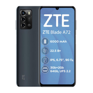 Смартфон ZTE Blade A72 3/64GB Dual Sim Gray Смартфон ZTE Blade A72 3/64GB Dual Sim Gray