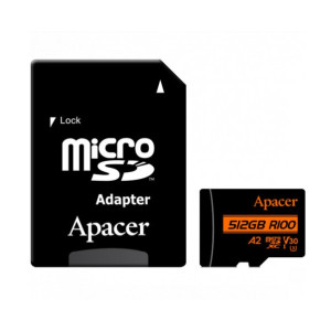Карта памяти MicroSDXC 512GB UHS-I/U3 Class 10 Apacer (AP512GMCSX10U8-R) + SD адаптер Карта памяти MicroSDXC 512GB UHS-I/U3 Class 10 Apacer (AP512GMCSX10U8-R) + SD адаптер