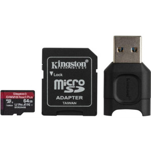 Карта памяти MicroSDXC 64GB UHS-II/U3 Class 10 Kingston Canvas React Plus R285/W165MB/s + SD-адаптер + USB-кардридер (MLPMR2/64GB) Карта памяти MicroSDXC 64GB UHS-II/U3 Class 10 Kingston Canvas React Plus R285/W165MB/s + SD-адаптер + USB-кардридер (MLPMR2/64GB)