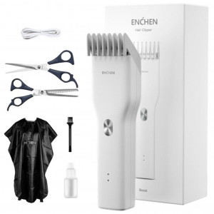 Машинка для стрижки Xiaomi Enchen Boost White Set + Пеньюар и ножницы Машинка для стрижки Xiaomi Enchen Boost White Set + Пеньюар и ножницы