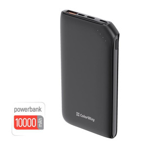 Універсальна мобільна батарея ColorWay Soft Touch 10000mAh Black (CW-PB100LPE3BK-PD) Універсальна мобільна батарея ColorWay Soft Touch 10000mAh Black (CW-PB100LPE3BK-PD)
