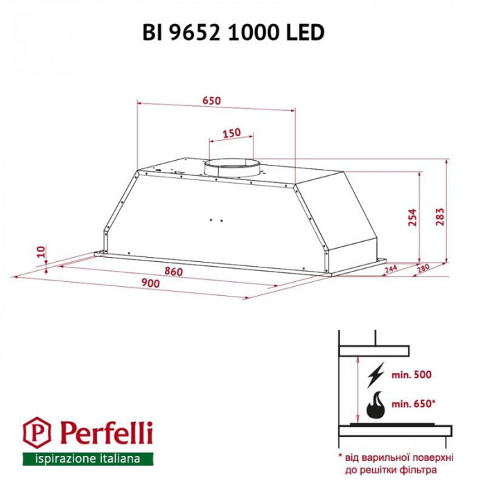 Вытяжка Perfelli BI 9652 I 1000 LED