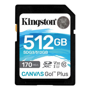 Карта памяти SDXC 512GB UHS-I/U3 Class 10 Kingston Canvas Go! Plus R170/W90MB/s (SDG3/512GB) Карта памяти SDXC 512GB UHS-I/U3 Class 10 Kingston Canvas Go! Plus R170/W90MB/s (SDG3/512GB)