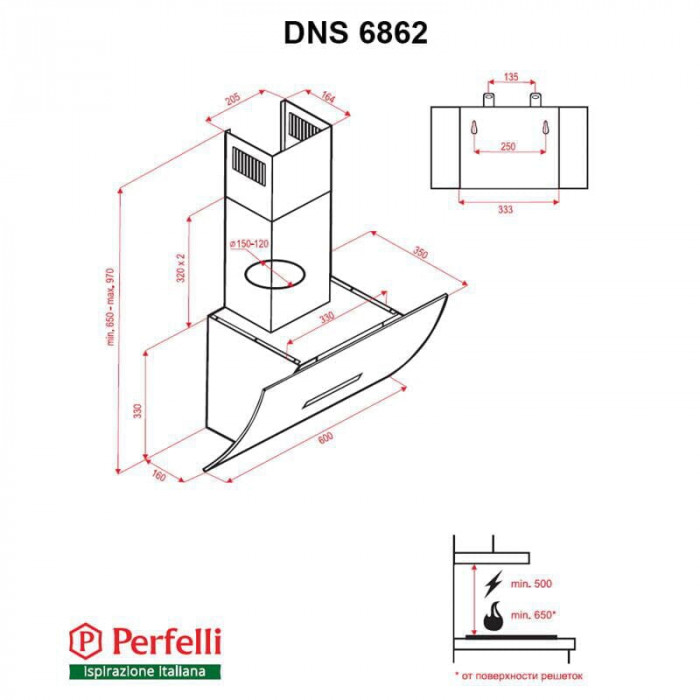 Вытяжка Perfelli DNS 6862 W LED