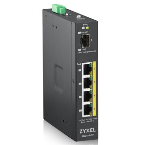 Промышленный коммутатор Zyxel RGS100-5P, 4xGE PoE+, 1xSFP, крепление на стену/DIN-рейку, IP30, два источника питания DC, бюджет PoE 120 Вт, PoE+ Промышленный коммутатор Zyxel RGS100-5P, 4xGE PoE+, 1xSFP, крепление на стену/DIN-рейку, IP30, два источника питания DC, бюджет PoE 120 Вт, PoE+