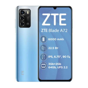 Смартфон ZTE Blade A72 3/64GB Dual Sim Blue Смартфон ZTE Blade A72 3/64GB Dual Sim Blue
