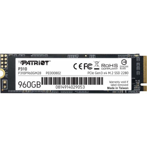 Накопитель SSD 960GB Patriot P310 M.2 2280 PCIe NVMe 3.0 x4 TLC (P310P960GM28) Накопитель SSD 960GB Patriot P310 M.2 2280 PCIe NVMe 3.0 x4 TLC (P310P960GM28)