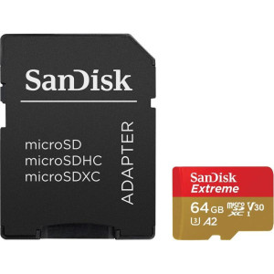 Карта пам`ятi MicroSDXC 64GB UHS-I/U3 Class 10 SanDisk Extreme A2 R160/W60MB/s + SD-adapter (SDSQXA2-064G-GN6AA) Карта пам`ятi MicroSDXC 64GB UHS-I/U3 Class 10 SanDisk Extreme A2 R160/W60MB/s + SD-adapter (SDSQXA2-064G-GN6AA)