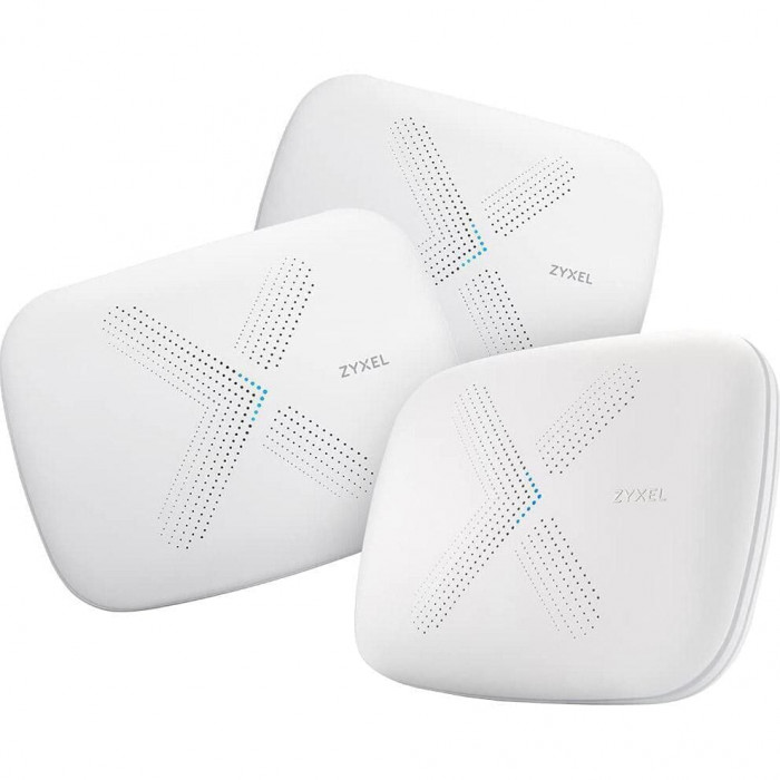 Комплект з трьох Mesh Wi-Fi маршрутизаторів ZYXEL Multy X (WSQ50-EU0301F) (AC3000, 3xGE LAN, 1хGE WAN, Tri-band, MU-MIMO, 1xUSB, BLE 4.1, 9 антенн, Amazon Alexa, 3-pack)
