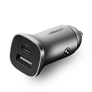 Автомобильное зарядное устройство для Ugreen CD130 (2xUSB 20W (USB-C+USB-A)) QC 3.0+ Gray (30780) Автомобильное зарядное устройство для Ugreen CD130 (2xUSB 20W (USB-C+USB-A)) QC 3.0+ Gray (30780)