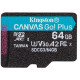Карта памяти MicroSDXC 64GB UHS-I/U3 Class 10 Kingston Canvas Go! Plus R170/W70MB/s (SDCG3/64GBSP)