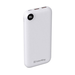 Универсальная мобильная батарея ColorWay Slim, LCD 10000mAh White (CW-PB100LPH2WT-D) Универсальная мобильная батарея ColorWay Slim, LCD 10000mAh White (CW-PB100LPH2WT-D)