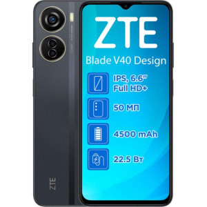 Смартфон ZTE V40 Design 6/128GB Dual Sim Black Смартфон ZTE V40 Design 6/128GB Dual Sim Black