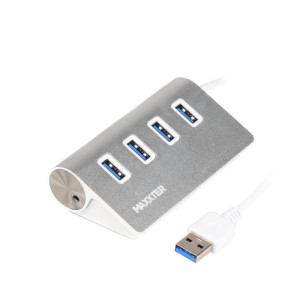 Концентратор USB 3.0 Maxxter 4хUSB3.0 Silver (HU3A-4P-01) Концентратор USB 3.0 Maxxter 4хUSB3.0 Silver (HU3A-4P-01)