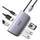 Концентратор USB Type-C Ugreen CM212 2xUSB 3.0 + HDMI + RJ45 1000M Ethernet + Cardreader, Gray (50852)