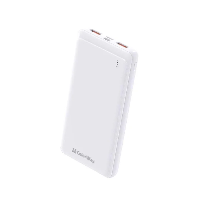 Універсальна мобільна батарея ColorWay Slim 10000mAh White (CW-PB100LPF2WT)