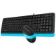 Комплект (клавиатура, мышка) A4Tech F1010 Black/Blue USB