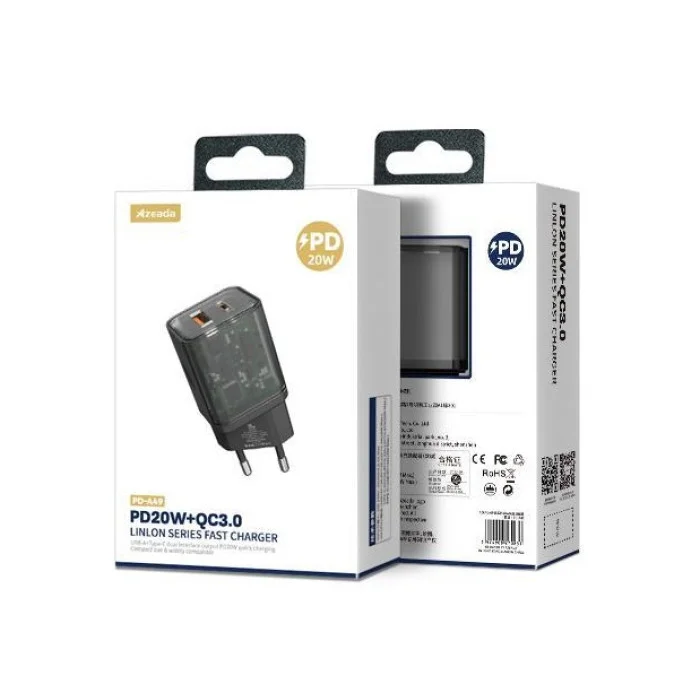 Зарядное устройство для Proda Xinrui A49 Fast Cherge 20W + Quick Charge 3.0 USB, Type-C PD Black