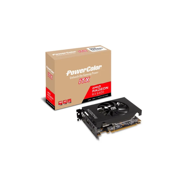 Відеокарта AMD Radeon RX 6400 ITX 4GB GDDR6 PowerColor (AXRX 6400 4GBD6-DH)