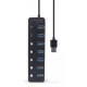 Концентратор USB 3.0 Gembird 7хUSB3.0, с выключателями, пластик/металл, Black (UHB-U3P7P-01)